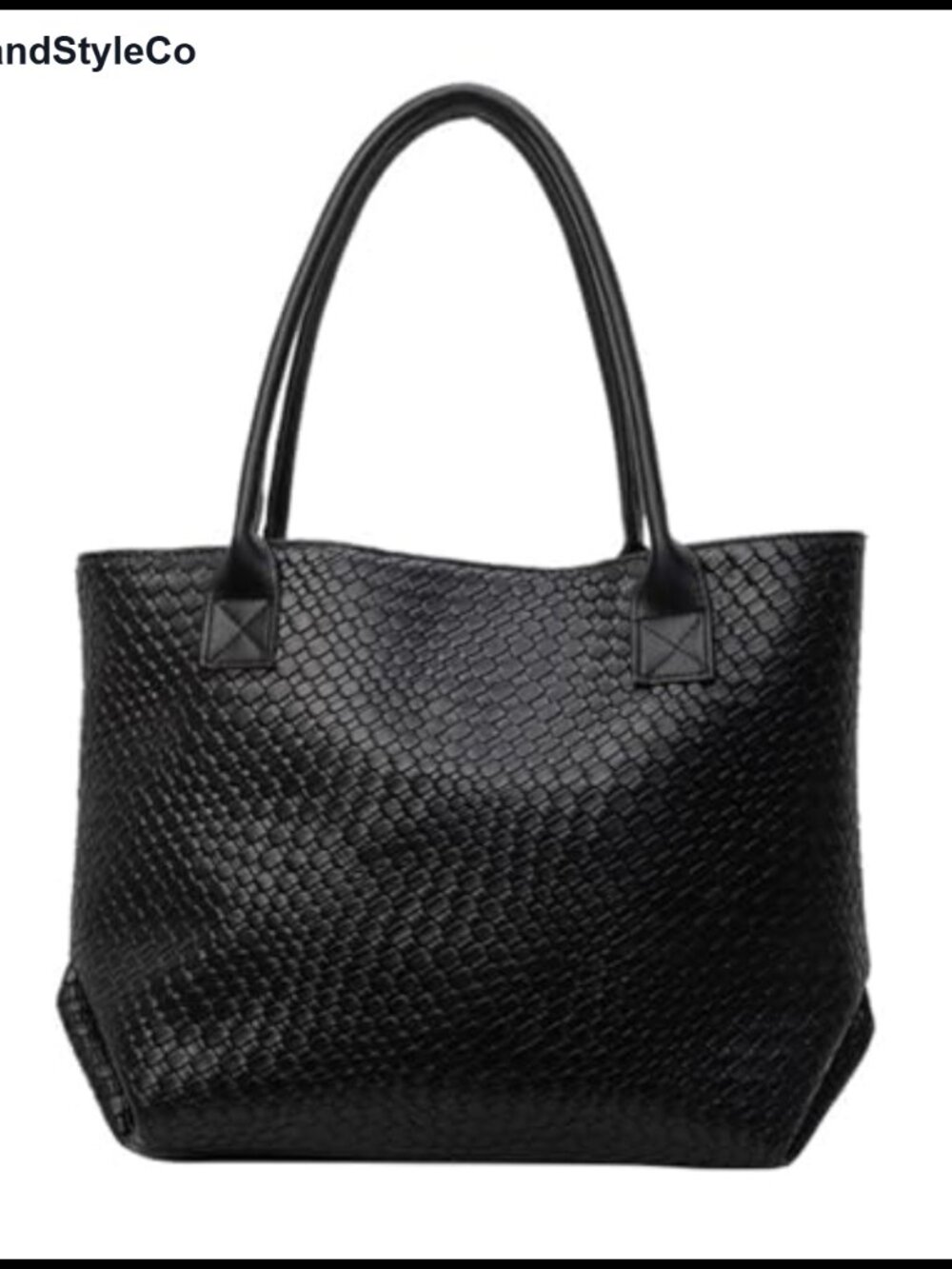 Woven Synthetic Leather Tote Bag Large Capacity Shoulder Handbag